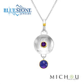 Silver and Gold Reversible Pendant with Amethyst and Topaz- 18"